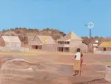 (Two Women in an Outback Town) by Ray Crooke, oil on canvas, sold Apr 2016