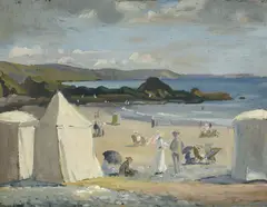 George Bell, The Beach Cove, oil on wood panel