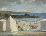 George Bell, The Beach Cove, oil on wood panel