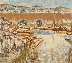Sampans at the Water Gate, Huchow (1936) by Ian Fairweather, 1936, oil on composition board, sold Nov 2015