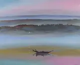 Arthur Boyd, Misty Shoalhaven, oil on canvas