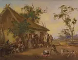 Alexander Schramm, Bush Visitors 1859, 1859, oil on canvas