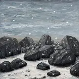 Peter Booth, Painting 2005 (Snow Scene, Stones and Blue Sky) 2005