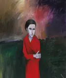 Robert Dickerson, The Woman in Red (1994), 1994, synthetic polymer paint on canvas