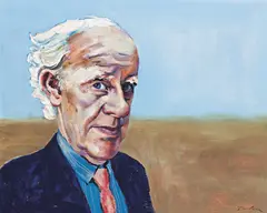 Sidney Nolan 1983 by Albert Tucker, 1983, synthetic polymer paint on composition board, sold Nov 2015