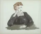 Russell Drysdale, (Watching Television), ink and wash on paper