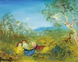 David Boyd, The Picnic In The Forest, oil on composition board