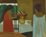 (Still Life with Two Girls) by Ray Crooke, oil on composition board, sold Oct 2015