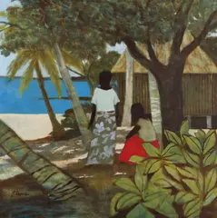 Ray Crooke, (Two Islanders), oil on canvas on board