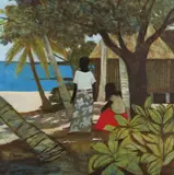 (Two Islanders) by Ray Crooke, oil on canvas on board, sold Oct 2015