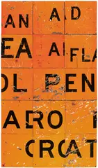 Rosalie Gascoigne, Plaza 1988, 1988, retro-reflective road signs on plywood