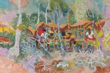 The Carpenters by Donald Friend, watercolour, ink and gouache on paper, sold Aug 2015