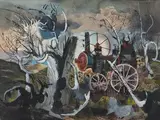 (Busselton Steam Engine) by Donald Friend, watercolour, ink and gouache on paper, sold Aug 2015
