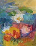 Sam Fullbrook, Flowerpiece, oil on canvas board