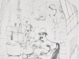 Brett Whiteley, Brancusi in His Studio, ink and collage on paper