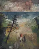 Sam Fullbrook, (Two Figures on a Beach) (1952), 1952, oil on composition board