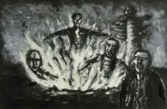 Drawing 1980 by Peter Booth, 1980, oil, watercolour and ink on paper, sold Aug 2015
