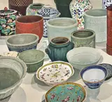 Cressida Campbell, Still life with Ceramics 2007