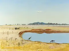Arthur Boyd, Irrigation Lake, Wimmera (1980), 1980, oil on composition board