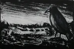 Peter Booth, (Raven) (circa 1977), 1977, charcoal, pastel and casein on paper