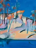 Shoalhaven with Pulpit Rock (1993) by Arthur Boyd, 1993, oil on composition board, sold Jul 2015