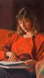Brian Dunlop, Girl Studying, oil on canvas