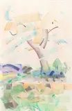 Sam Fullbrook, The Tree on Hermit Hill, pastel on paper