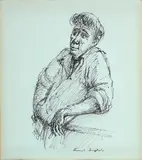 (Edie) by Russell Drysdale, ink and watercolour on paper, sold Jul 2015