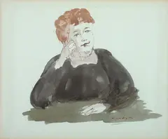 (Watching Television) by Russell Drysdale, ink and wash on paper, offered Jul 2015