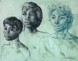 Donald Friend, (Three Balinese Boys), ink and wash on paper