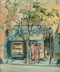 Collins Street by Dora Wilson, oil on canvas on composition board, sold Jul 2015