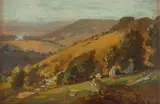 A. H. Fullwood, Picnic on the Downs 1915, 1915, oil on wood