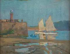 Charles David Jones Bryant, The Lighthouse, St Ives, oil on wood