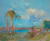 Sydney Long, (Narabeen Lakes), oil on canvas on board