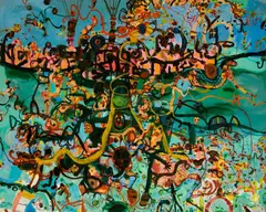 Captain Dobbin 1973 by John Olsen, 1973, oil and synthetic polymer paint on composition board, sold Apr 2015