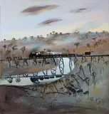 Arthur Boyd, Train Crossing a River (First Version) (1980)