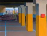 Study for Supermarket Car Park II (2004) by Jeffrey Smart, 2004, oil on canvas, offered Apr 2015