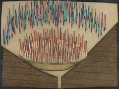Study for Siege 1979 by John Brack, 1979, pen and ink, watercolour and gouache on paper, sold Apr 2015