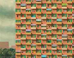 Study for Housing Project No. 84 (1970) by Jeffrey Smart, 1970, oil on composition board, sold Apr 2015