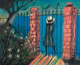 Schoolgirl at Gate 1953 by Charles Blackman, 1953, oil and enamel on composition board, offered Apr 2015