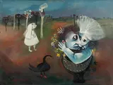 Bride in a Cup (1959) by Arthur Boyd, 1959, oil on muslin on composition board, sold Apr 2015