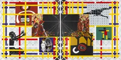 Gordon Bennett, Home Decor (Preston + De Stijl = Citizen) Men with Weapons 1997, 1997, synthetic polymer paint on linen (diptych)