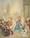 Afternoon Party (circa 1930) by Norman Lindsay, 1930, watercolour on paper, sold Apr 2015