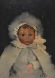 Bernard Hall, (Child in a Bonnet) 1892, 1892, oil on wood panel