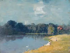 Arthur Streeton, The Windsor Damsel, Fishing (1903), 1903, oil on canvas