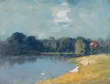 The Windsor Damsel, Fishing (1903) by Arthur Streeton, 1903, oil on canvas, sold Mar 2015