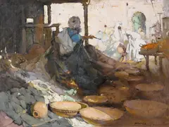 W.b. McInness, The Moorish Potter at Work, oil canvas on board