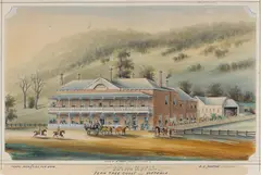 William Tibbitts, Royal Hotel, Ferntree Gully Victoria, watercolour, pen and ink on paper