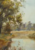 C.h. Howarth, Puni Creek, New Zealand, oil on glass