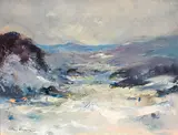 Allan Hansen, Snowy Mountains, oil on board